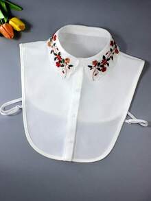 1pc Women's Fashion Embroidered Colorful Floral Collar Chiffon Detachable Collar Decor Sweatshirt, Sweatshirt, Blouse, Versatile Valentine's Day - trắng - Xem 11