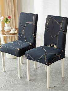 1pc Red Geometric Pattern Stretch Dining Chair Cover, Anti-Cat/Dog Scratch, Dust-Proof, Non-Slip, Printed Chair Protector Slipcover Suitable For Home Decor, Hotel, Restaurant And Party - Multicolor - View 5