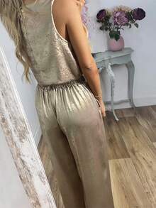 Bộ đồ nữ thanh lịch, cài cúc và có túi, gồm 2 món, thích hợp mặc hàng ngày vào mùa hè. - Rượu sâm banh - Xem 2