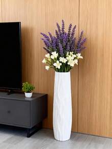 1pc Floor Standing Large Vase, Modern Wavy Pattern Vertical Vase, Big Floor Vase For Living Room, Bedroom, Study, Balcony, Hotel, Restaurant, Holiday - Vase For Inserting Long Cut Flowers, Displaying Dried Flowers, Artificial Flowers, Decorating Living Room Corner, Foyer, Rental Home Decor, Willow Branches, Roses, Suitable For Housewarming, Grand Opening, Celebration Events, Family Gathering, Party - Multicolor - View 2