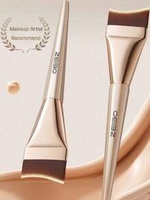 2pcs Foundation Brushes Set, Ultra-Thin Flat Brush Head, Angled Crescent-Shaped Base Makeup Brush, Korean Style Concealer Flat Brush Head, Liquid Foundation Brush, High-Quality PBT Fiber Bristles, Dense Bristles, Makeup Brush Set, Makeup Brush Set, Makeup Brush Set, Complete Makeup Set, Makeup Brush Set, Complete Makeup Tools, Brush Set, Makeup Brush Set, Makeup Gift Set - Multicolor - View 10