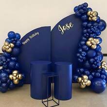 50/100个海军蓝5/10英寸气球套装，优雅复古色调，适用于婚礼、生日派对、情人节、周年纪念、求婚和节日装饰。气球表面光滑亮泽，色彩饱满持久不褪色，为浪漫或精致的场合营造高级氛围。 - 海軍藍+絲帶 - 查看 2