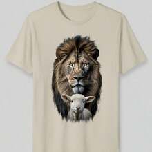 camiseta estampada 100% algodao premium cores vibrantes que nao desbotam tecido leve e respiravel - Bege - Visão 1