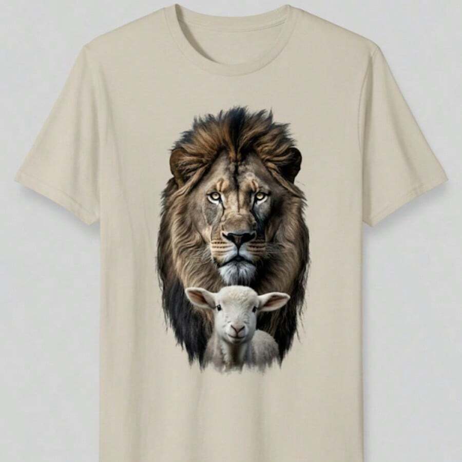 camiseta estampada 100% algodao premium cores vibrantes que nao desbotam tecido leve e respiravel - Bege - Visão 1