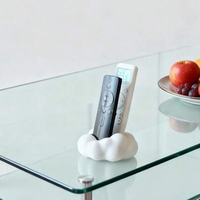 1x Modern Black & White Remote Control Holder & Storage Box With Soft Cushioned Top - Space-Saving Compatible For TV/DVD/Blu-Ray/Sound System/Game Console - Media Console Organizer For Living Room, Bedroom - Decorative Remote Holder With Storage,Kitchen Decor,Household Items