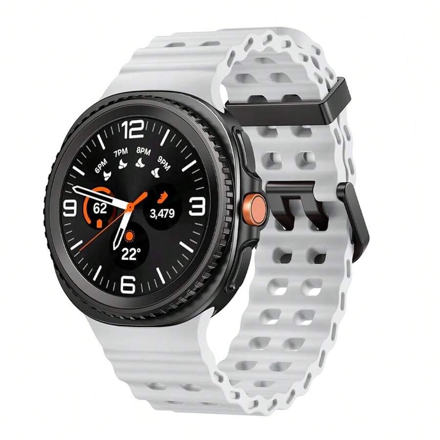 Marine Silicone Sport Band Compatible With Samsung Galaxy Watch 8 Classic 46mm Men Women, Soft Silicone Sport Breathable Band For Galaxy Watch 8 Strap 44mm 40mm,White - 白色的 - 查看 1