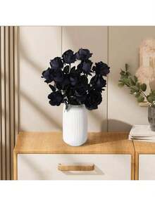 30pcs High Quality Artificial Black Rose Bouquet - Autumn Festival Fake Flowers, Suitable For Holiday And Party Decoration, Home Wedding DIY Outdoor Garden Elegant Floral Arrangement, Gathering Gift, Yard Cemetery Memorial Decoration, Suitable For Valentine's Day, Thanksgiving, Halloween And Other Occasions. - Black - View 9