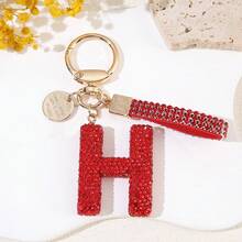 1pc Red Soft Pottery Letter Rhinestone Keychain, Cute Personalized Bag Charm, Car Key Chain, Gift For Mom, Friends, Valentine's Day, Couples - Red - View 22