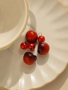 3件/包 304不锈钢红色亚克力心形、水滴形、圆形、五角星、樱桃形多元素弯针配件 - 紅色 - 查看 5