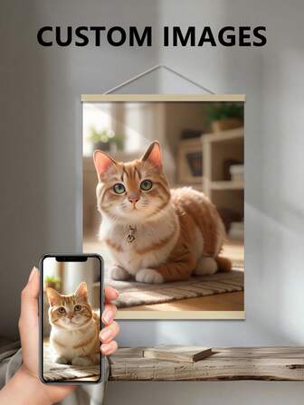 1 Stück personalisiertes 2D Cartoon Haustier Porträt gerahmte Wandkunst, süßes animiertes Katzen- & Hunde-Design, einzigartiger personalisierter Wohndekoration, vielseitiges Tischornament, Geschenk für Freunde, personalisierte Haustier Leinwandmalerei, ideal für Wohnzimmer oder Schlafzimmer Dekoration, Weihnachtsgeschenk