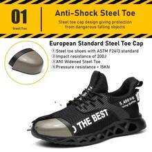 (Local Shipment) Steel Toe Black Work Shoes All-Season,Indestructible Lightweight Working Sneakers Black,Puncture-Proof & Smash-Resistant Design,Women's Work Shoes With Steel Toe Anti Smashing Anti Slip Work Shoes Women's Outdoor Sports Shoes Black,Puncture Proof Comfortable Indestructible Sneakers With Specialized Work Insole For Industry Construction Warehouse,Comfortable Work Shoe Sneakers,Steel Toe Shoes Womens Lightweight Safety Shoes Black,Unisex Steel Toe Safety Sneakers For Men And Women, Lightweight & Anti-Slip Work Trainers With Air Cushion, Lightweight Breathable Construction Industrial Work Safety Sneakers – Unisex Steel Toe Safety Sneakers For Men And Women, Lightweight & Anti-Slip Work Trainers With Air Cushion,  Fashionable All-Season Shoes For Warehouse, Outdoor, Restaurant, Delivery & Training Use - Black - View 2