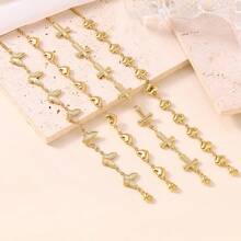 Pulsera de acero inoxidable con diseño minimalista de mariposa y corazón, versátil y de alta calidad, no se desvanece, apta para uso diario, unisex - Dorado - Ver 1