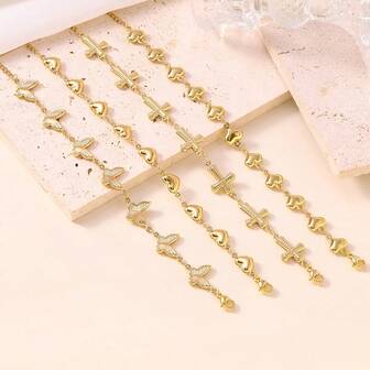 Pulsera de acero inoxidable con diseño minimalista de mariposa y corazón, versátil y de alta calidad, no se desvanece, apta para uso diario, unisex