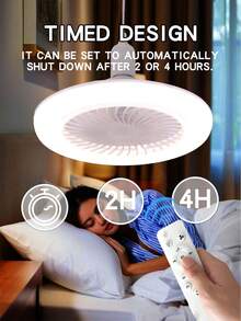 30W LED智能无叶吊扇灯 - 遥控器控制，E27灯座，超薄封闭式设计，3档风速，可调光，3种颜色模式，安装简便，适用于客厅、卧室、办公室