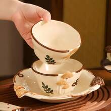 手工日式陶瓷蘑菇碗，手工绘制釉下浮雕工艺，可作汤碗、饭碗、沙拉碗、早餐碗，适合日常使用，家居、餐厅、下午茶等场合，亦可作为礼品或节日礼物。 - 彩色 - 查看 8