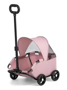 Cochecito Plegable Para Mascotas De Metal Oxford - Rosa - Ver 12