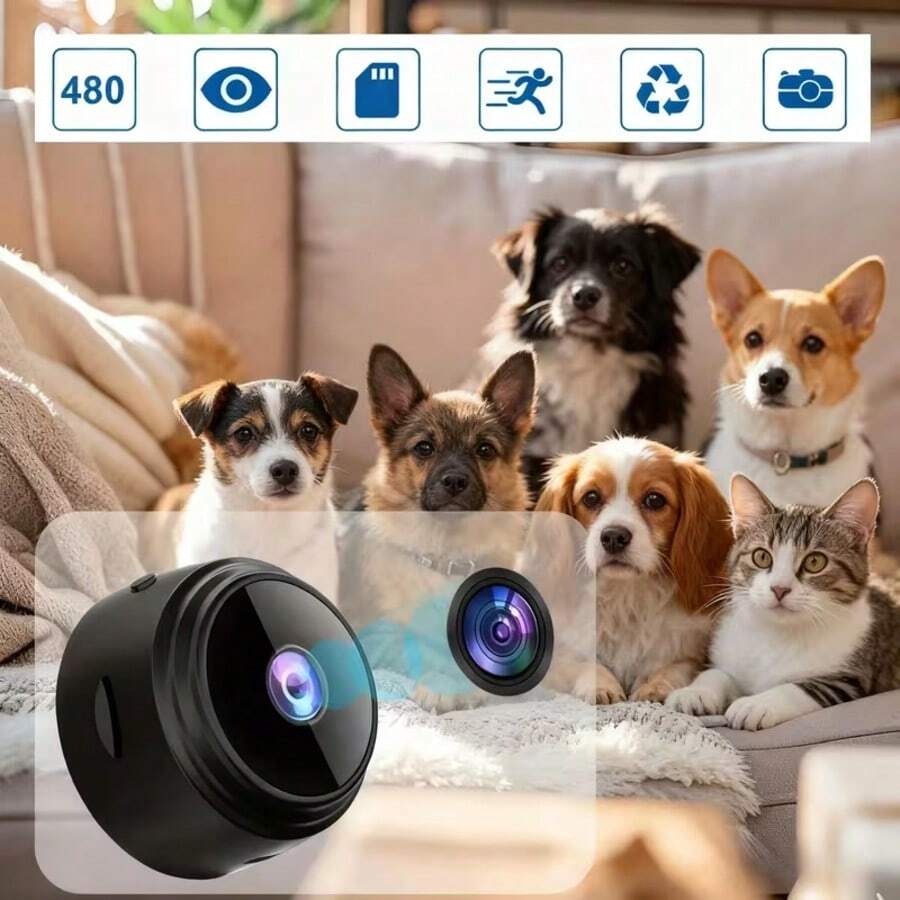 2.4G WiFi 高清移动侦测摄像头，远程监控，远程查看，家用安防 WiFi 摄像头，设计紧凑，现代安防设备，轻巧设计，智能监控，适用于家长、小型企业 - 可用于保姆/摄像头监控、财产保护、智能监控、无线摄像头 - 彩色 - 查看 1