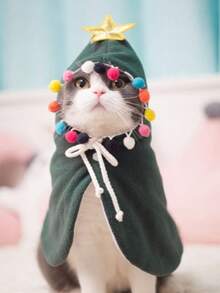 Christmas Pet Cloak Coat, Christmas Tree Shaped Holiday Costume For Cats & Small Dogs - Multicolor - View 4