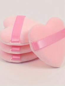 1-5-10pcs Super Soft Velvet Powder Puff, Pink Heart-Shaped Makeup Sponge - Gentle, Fragrance-Free, Low Allergy, Suitable For Flawless Priming, Contouring And Eye Makeup Application - Suitable For Sensitive Skin And All Skin Types - Baby Pink - View 3