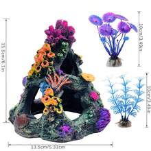 1 Coral Reef Decoration, 1 Starfish Bucket, 6pcs Aquarium Decorative Plants (Multiple Sets Available), Suitable For Betta Fish Tank Decor - A - View 12