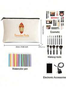 斋月时尚化妆包，穆斯林化妆包，斋戒旅行化妆包，斋月礼物，伊斯兰礼物，礼品，斋月吉祥印花旅行洗漱包，时尚便捷化妆包，轻便涤纶材质，拉链封口，适合旅行、外出 - 彩色 - 查看 5