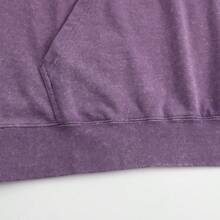 Men's Double-Sided Print Fashionable Autumn Washed Distressed Pocket Hoodie, Men's Vintage Washed Hooded Sweatshirt With Faith Over Fear Back Print - 紫色 - 查看 7