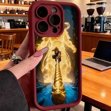 Funda de teléfono de moda, compatible con varios modelos de ,  y , funda de teléfono diseño de dragón de fuego con bastón dorado del Rey Mono para modelos de ,  y , protector de teléfono, funda de pareja, regalo para novio o novia, regalo de vacaciones, este es un regalo popular para amigos o socios, adecuado para ocasiones de negocios. Duradera, resistente a las manchas y a las huellas dactilares, esta nueva funda para teléfono de hombres y mujeres es un gran regalo. - Negro - Ver 4