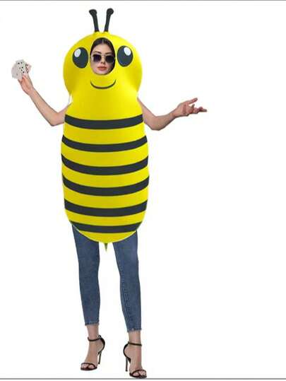 1 Piece Of Party Costume, Halloween Outfit, Sponge-Themed Costume, Bee Costume, Digital Print Costume, Stage Prop Costume For Masquerade Parties, Carnival, And Halloween Role-Playing And Costume Accessories. Suitable For Various Holiday Parties, Celebrations, And Masquerade Events.