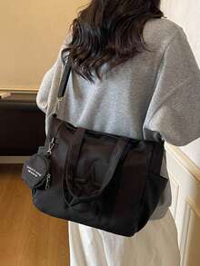 Dedoo 新款时尚休闲帆布星形图案手提包，带零钱包，女士办公包 - 黑色 - 查看 6