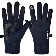 Guantes de lana cálidos con dedos completos para hombre, resistentes al agua, para ciclismo, deportes al aire libre, correr, motocicleta, esquí, pantalla táctil - A14 - Ver 3