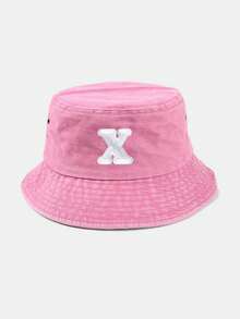 1pc Kids Heart & Letter Pattern Sun Hat, Casual Style With Adjustable Windproof Cord, Suitable For Outdoor, Beach, Sun Protection - Pink - View 18