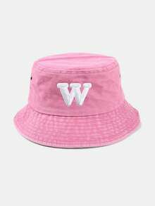 1pc Kids Heart & Letter Pattern Sun Hat, Casual Style With Adjustable Windproof Cord, Suitable For Outdoor, Beach, Sun Protection - Pink - View 16