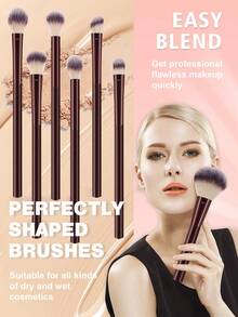 29件套化妆工具套装，包括：25支化妆刷套装+4个化妆海绵 - 酒紅色 - 查看 4