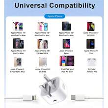 20W 快充适配器套装 [英国墙式充电器 + 1米/2米 Type-C 转 Lightning 数据线] 兼容 14 Pro Max/13/12/11/Xr/Xs Max/8/7/iPod 适配器充电套装 - 英規插(220-240V) - 查看 5