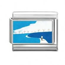 1pc DIY Photo Modular Bracelet, Decorated With Flower, Shell, Heart, Eye, Ocean Elements, Suitable As Party Gift For Friends/Couples, Applicable For Christmas, New Year, Halloween, Valentine's Day, Charming Design, Stainless Steel Jewelry, Local , Practical & Fashionable, Christmas & Halloween Essential, Autumn Tone, Christmas Style