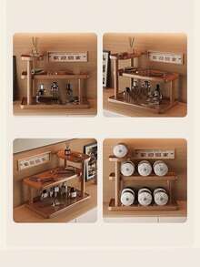 1pc 3-Tier Bamboo Countertop Organizer Rack, Suitable For Storing Cosmetics, Perfumes, Spices And Office Supplies - High Quality Bamboo Bathroom Vanity Storage Cabinet, Minimalist Design, Multi-Purpose Shelving Unit For Jewelry, Cosmetics And Home Goods, Smooth Bamboo Surface - Brown - View 8