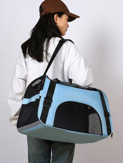 1 pieza Bolso portador de mascotas portátil, Mochila plegable para mascotas para gatos y perros, Bolso de pecho transpirable para mascotas para viajes al aire libre