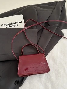 Fashionable Solid Color Minimalist Mini Handbag, Women's Underarm Crossbody Bag (Cherry Pendant Included), Suitable For Shopping, Daily Carry, Suitable For Young Women, College Students, Career Starters, Office Workers. Also Suitable For Office, School, Work, Business, Commuting, Outdoor Activities, Travel And Short Trips. - Burgundy - View 5