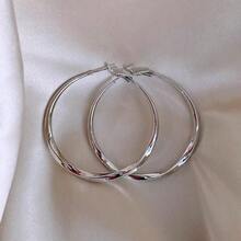 Plain Hoop Large Ear Hoop High-End Sense Elegant Light Luxury Ear Hoop - Khuyên tai vòng bạc 5cm 0478 - Xem 7