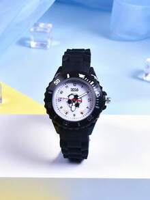 2026 Creative Football Design Children's Watch, Soft Silicone Strap Quartz Wristwatch For Boys - Black - View 5