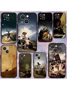 Étui de téléphone compatible avec l'art de Francisco d'Espagne pour 16, 15, 14, 13, 12, 11 Plus, Pro Max, XS, X, XR, SE, Mini, 8, 7, en silicone souple noir. Étui compatible avec les modèles 17, 17 Pro et 17 Pro Max - Z4 - Voir 3