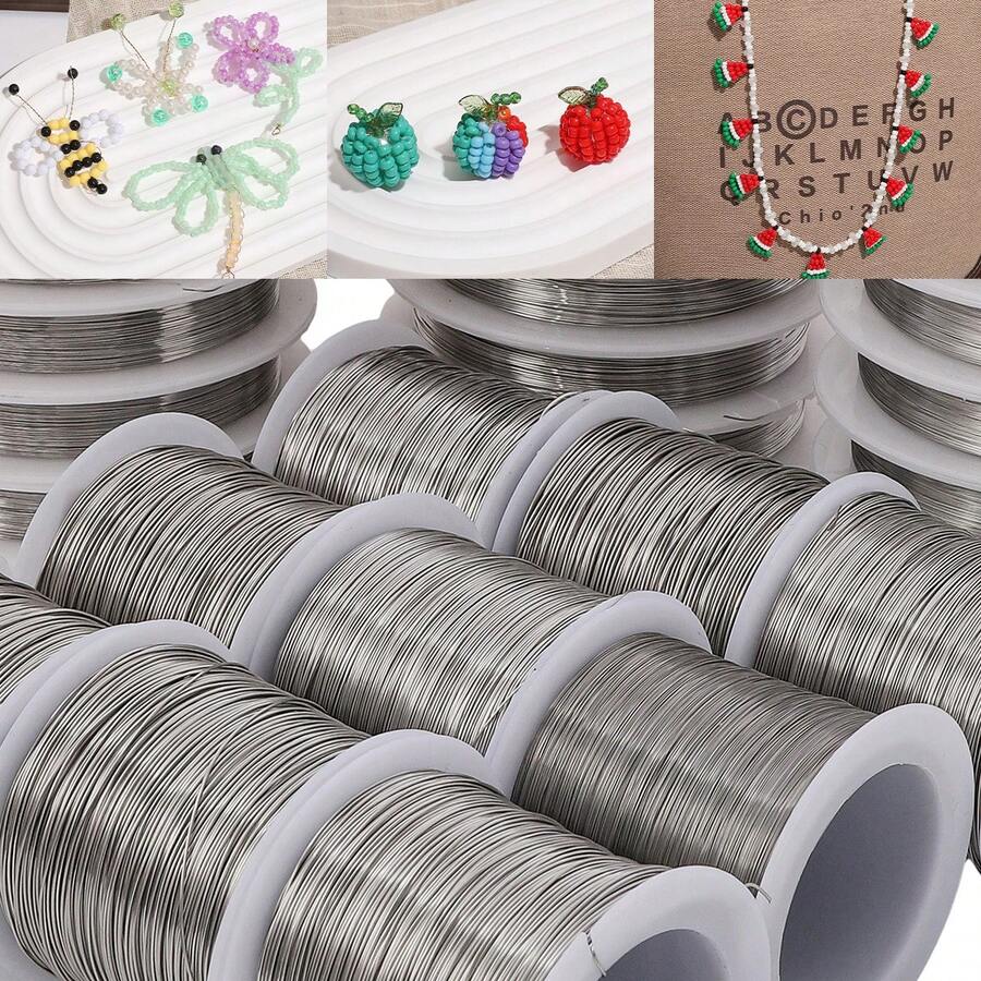 beadia 1Roll Stainless Steel Wire Handmade Beading Wire, Size 0.2/0.3/0.4/0.5/0.6mm For DIY Jewelry Making Wire, Bailing Wire, Snare Wire Trapping For Craft And Jewelry Making Supplies - 銀色 - 查看 1