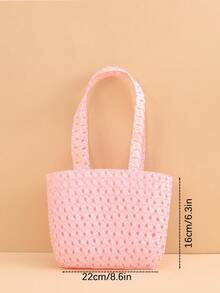 2pcs/Set Girls' Solid Color Woven Mesh Sun Hat + Matching Woven Handbag, Multi-Color Options, Fashion Minimalist Delicate & Breathable, Suitable For 2-3 Years Old Girls Outdoor/Beach Use In Spring/Summer, Can Be Used As Birthday/Holiday Gift - Multicolor - View 4