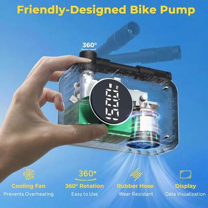 MOVCAN Mini Bike Pump With Gauge, 150PSI Electric Bike Pump Portable, 33s Fast Inflation, Rechargeable Battery, Presta & Schrader Valve Compatible For Bicycle, MTB, E-Bike, Motorcycle Tire