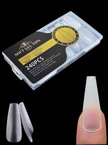 En låda innehåller 240 matta, heltäckande nagelförlängningar utan klippning i 12 storlekar, inklusive stilettnaglar, kistformade, mandelformade och fyrkantiga naglar. Innehåller även avskalade gelnagelkapslar, nagelförlängningar och nagelprodukter lämpliga för tjejer, kvinnor, gör-det-själv-nagelkonst och nagelsalonger. - Genomskinlig - Visa 2