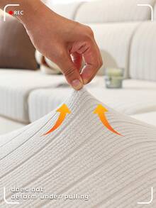 1pc Linear Quilted Sofa Slipcover, Thickened Full Coverage Design, Anti-Slip & Pet-Friendly Easy-Care Cover - Beige - View 7