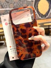Luxury Leopard Print Seashell Texture Phone, Suitable 17 Pro, 17 Pro, 17, 17, 16, 15, 14 Plus, 13, 12 Pro, 11, Fashionable Shock-Resistant Back Cover - 金色底豹紋 + 繩索 - 查看 9