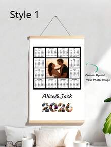 定制悬挂式帆布画，可打印您喜爱的照片，2026年日历，家庭照、婚礼照、宠物照帆布海报墙面装饰，配有实木挂轴，适用于客厅、卧室、游戏室装饰、情人节装饰，防霉，时尚，可爱，色彩丰富，可定制，个性化，独一无二，是送给朋友、儿子、女儿、学生的理想礼物。 - 彩色 - 查看 15