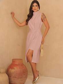 Elegant Midi Dress With Belt - Sensational Summer 2025 Look, Sophisticated And Fresh - 羅莎.布拉什 - 查看 1