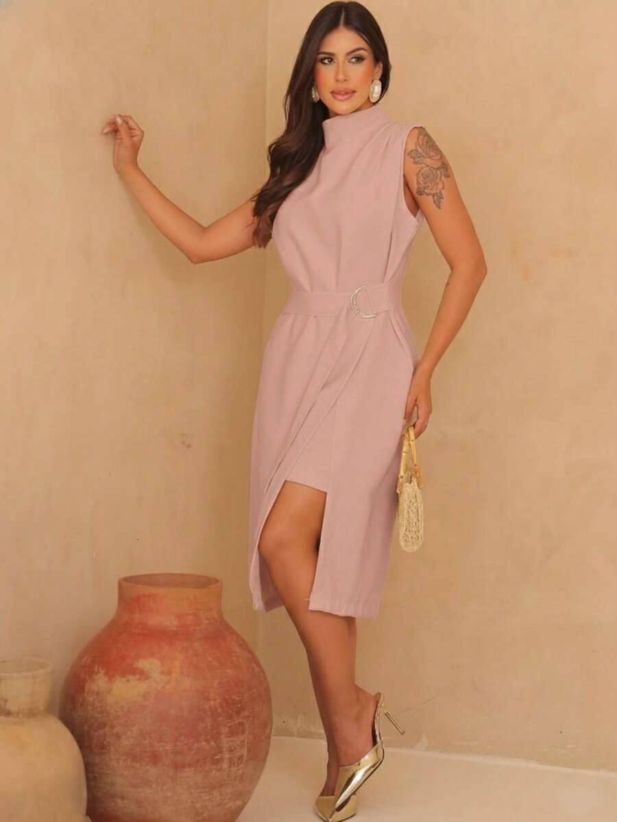 Elegant Midi Dress With Belt - Sensational Summer 2025 Look, Sophisticated And Fresh - 羅莎.布拉什 - 查看 1